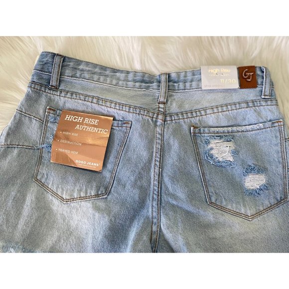 Gogo Jeans High Rise Distressed Destroyed Frayed Hem Shorts Sz 11/30‎ New w Tags - Picture 6 of 12